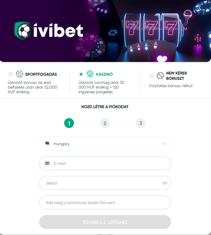 IviBet regisztrációs oldal – gyors és egyszerű fiók létrehozás
